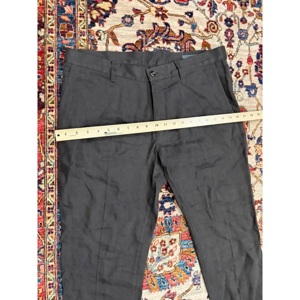 John Varvatos Brown Linen Blend Flat Front Pants Mens 34R Made in Portugal